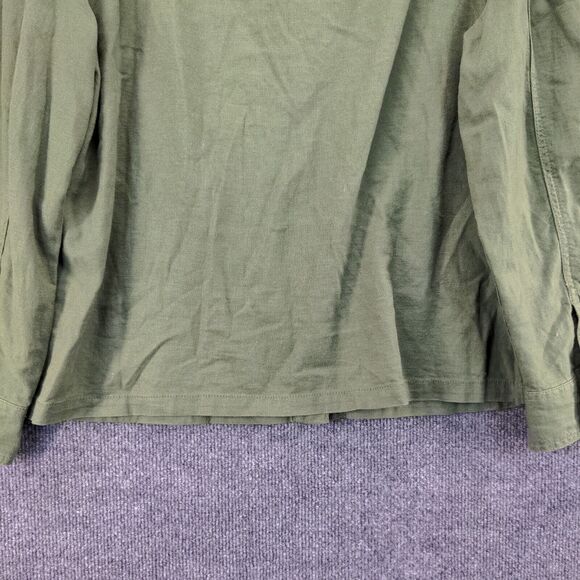 Time And Tru Button Up Linen Jacket Womens XL Long Sleeve Green Chest Pockets - Picture 9 of 14